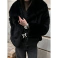 thumbnail image 6 of Women'S Faux Fur Coat Faux Fur Jacket Long Sleeve Lapel Winter Jackets Parka Short Coat Black XS, 6 of 8