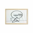 thumbnail image 1 of Humor Wall Art with Frame, So What Guy Meme Face Best Avatar WTF Hipster Mascot Snobby Sign Picture, Printed Fabric Poster for Bathroom Living Room, 35" x 23", Black and White, by Ambesonne, 1 of 2