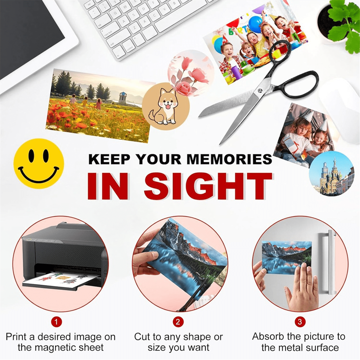 Printable Magnetic Sheets, 8.5x 11inch, 10Pack Glossy Magnet Printer Paper for Inkjet, Magnetic Printer Paper for Fridge