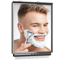 ToiletTree Products Travel and Dorm Fogless Shower Shaving Mirror with Squeegee and Travel Bag and Suction Cups, Grey Matte Finish