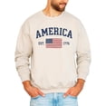 thumbnail image 2 of America Est 1776 Sweatshirt for Men Women & Kids Patriotic USA Flag 4th of July Pullover Sand Sweatshirt Adult Medium, 2 of 7