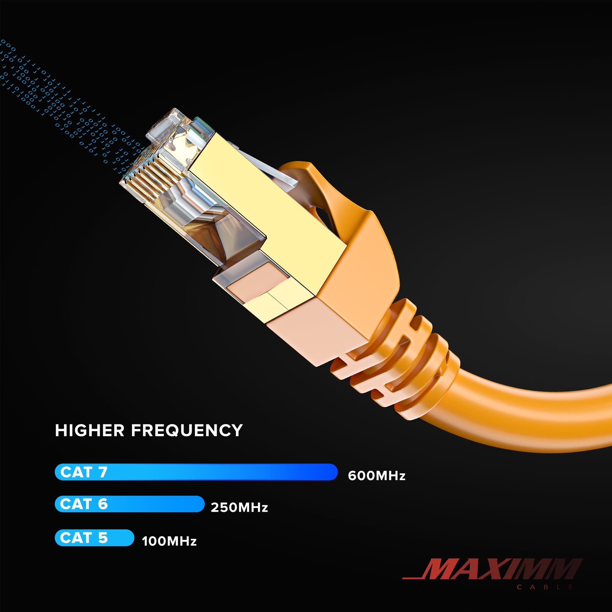 Cat 7 Ethernet Cable 100 ft - High-Speed Cat7 Internet & Network LAN Patch Cables, RJ45 Connectors - Perfect for Gaming, Streaming, and More (Orange)