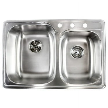 Contempo Living Inc 18-gauge Stainless Steel Double 33-inch Top-Mount/Drop-In 60/40 Bowl Kitchen Sink