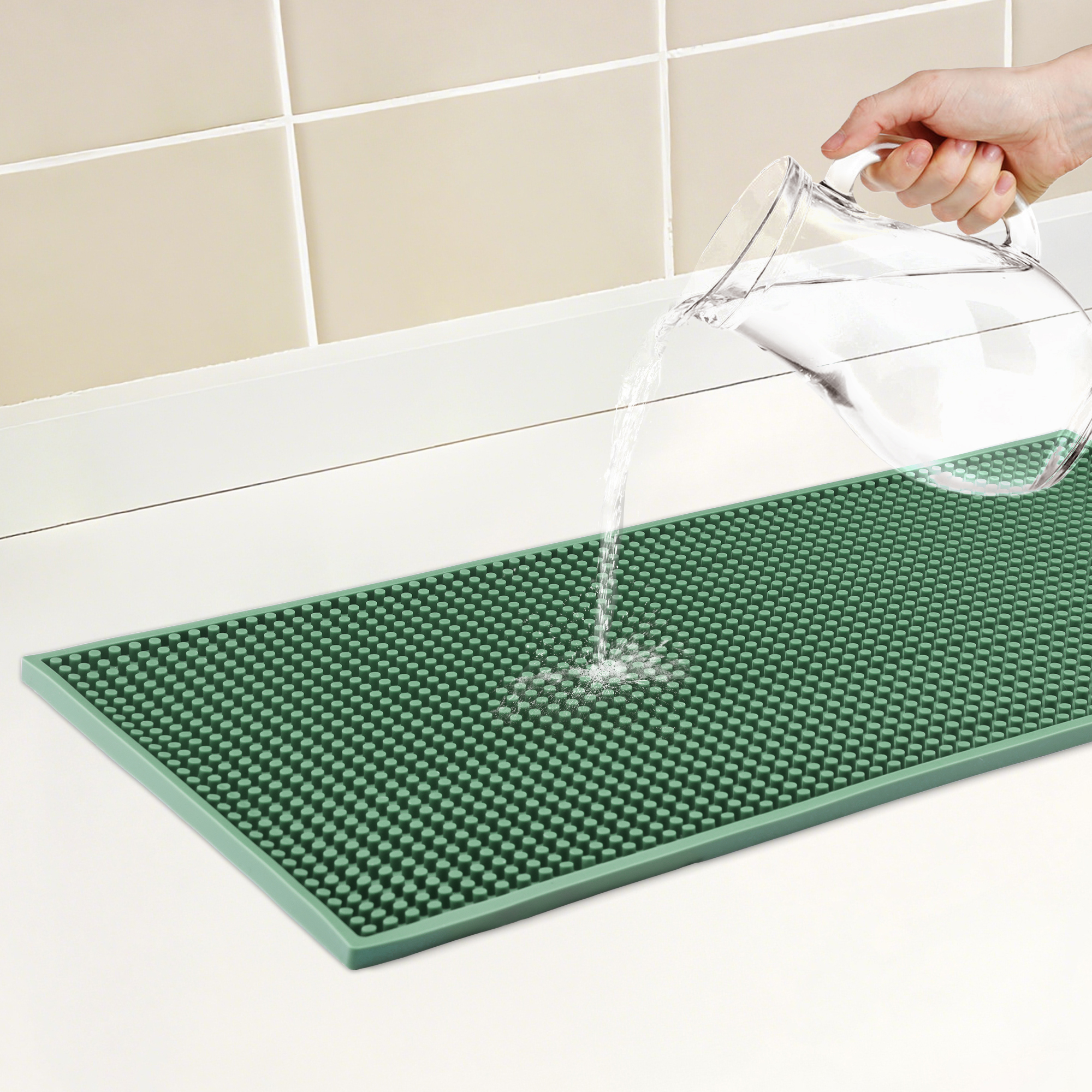 Unique Bargains Silicone Dish Drying Mat for Kitchen Counter Green 23.6*11.8*0.4 inch