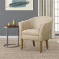 thumbnail image 2 of HomePop Transitional Wood and Fabric Barrel Accent Chair in Flax Brown, 2 of 11
