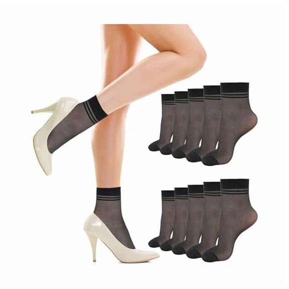 Eryueer 6pcs Nylon Socks For Women Ankle Short Sheer Socks Thin Cool See Through Calf Silk Socks for Women Girls