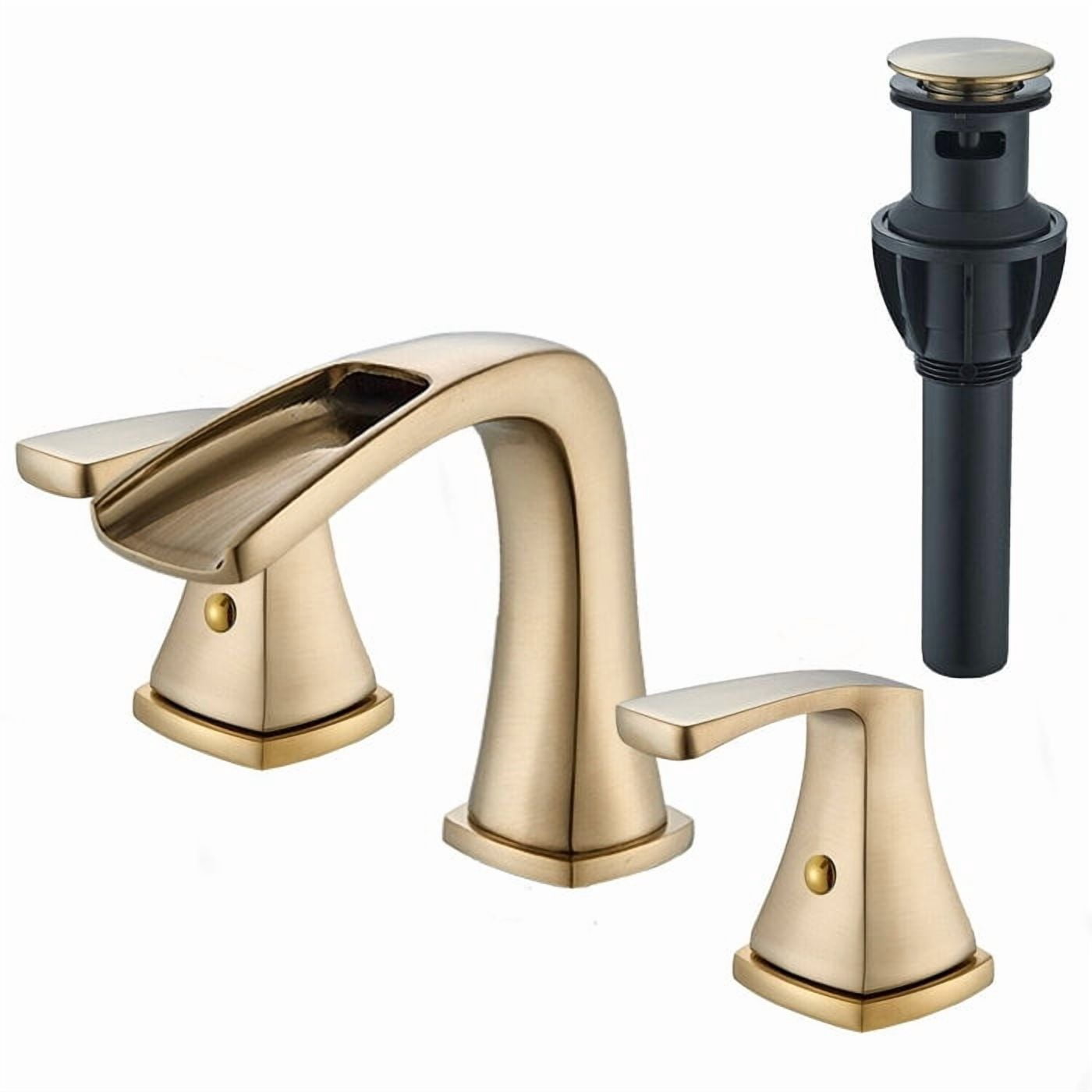 Brushed Gold 8"Widespread Bathroom Sink Faucet 3Hole 2Handle Basin Mixer w/Drain