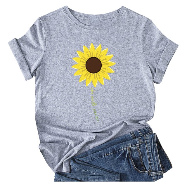 Hauts d'Été pour Femmes 2023 T-Shirt Décontracté Ample à Col Rond Imprimé à Manches Courtes