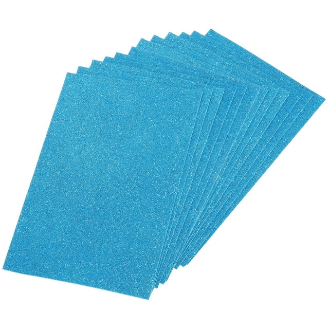 Hojas de Espuma EVA con Purpurina Uxcell Papel Autoadhesivo 11.8x7.8" Azul Claro 12 Pcs