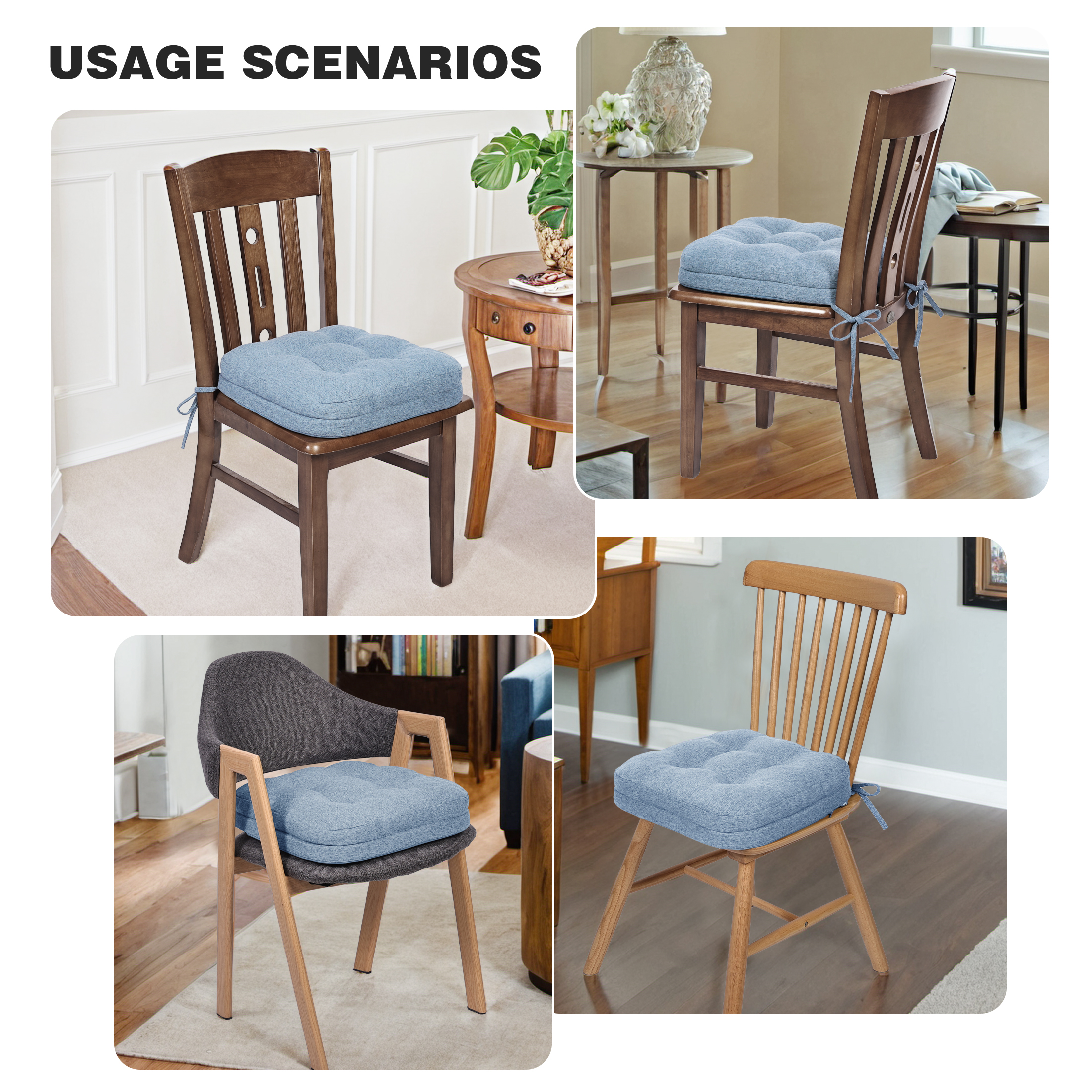 Baibu Chair Cushions for Dining Chair Set of 4, Blue
