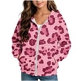 thumbnail image 3 of Dzrciro Boys Girls Hoodie Sweatshirts, Leopard Print Long Sleeve Full Zip Up Kids Jacket with Pockets, Casual Outdoor Hoodies Coat, 4-12 Years, 3 of 8
