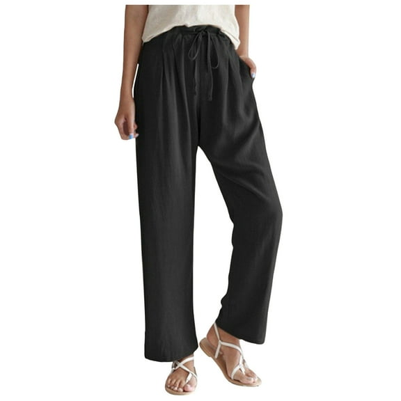 Vividxx Pants For Women High Waisted Pants For Women 2025 Linen Drawstring Pants Summer Lightweight Straight Leg Baggy Pants Pants Casual Trousers