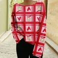 thumbnail image 5 of Christmas Blouses for Women 2023 Retro Santa Claus Graphic Long Sleeve Shirt Xmas Pullover Tops Watermelon Red Small, 5 of 5