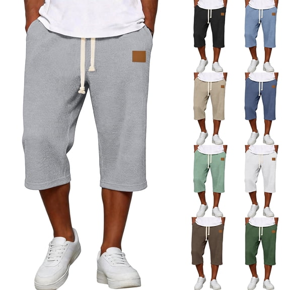 Men's Baggy Sweat Shorts Long Below Knee Capri Shorts 11" Athletic Casual 3/4 Pants with Pockets