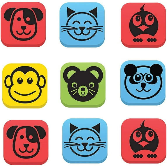 Flipside Student Animal Whiteboard Eraser Set - Assorted - Square - EVA Foam - 2" Width x 2" Height x - 2" Length - 12 / Set - Magnetic | Bundle of 5