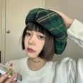 thumbnail image 5 of Ins All-match Plaid Berets Caps for Women Face Small Contrast Color Matching Painter Hat Pumpkin Hats Sombreros De Mujer (2,56-58cm), 5 of 6