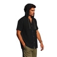 thumbnail image 6 of Miqool Mens Cotton Linen Shirts with Hood, Casual Short Sleeve Button Down Shirts Lightweight Hoodies Summer Beach Tops with Pocket, 6 of 9
