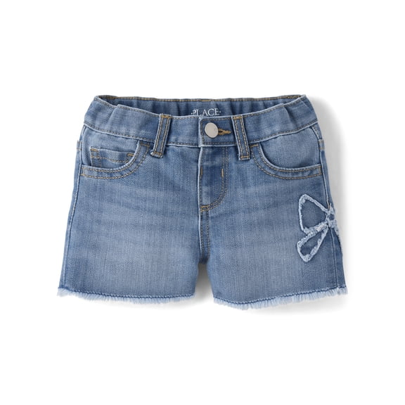 The Children's Place Baby & Toddler Girls Applique Bow Denim Shortie Shorts, Sizes 6M-5T