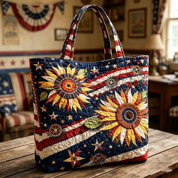 Quilted Tote Bag for Women 250th Anniversary Quilted Tote Bag for Women,American Flag Shoulder Bags,4th of July Casual Shoulder Bag Gift (Multicolour1,M)