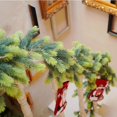 thumbnail image 3 of Coronas de Navidad para puerta delantera, guirnalda densa verde, agujas de pino de ratán PE, decoraciones navideñas para ventanas de escaleras, 1,9 m/0,5 m, 3 of 5