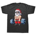 thumbnail image 2 of Camisetas divertidas de Papá Noel para levantamiento de pesas, gimnasio de Navidad, Deadlift, ropa informal de algodón con gráfico, camiseta de manga corta para regalos de cumpleaños, 2 of 4