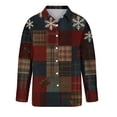 thumbnail image 5 of Uootdi Christmas Plaid Striped Long Sleeve Shirts for Women Cute Christmas V-Neck Button Down Tops Dressy Versatile Classic Loose Fit Tops Gift, 5 of 7