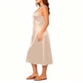 thumbnail image 6 of Oiangi Long Satin Nightgown for Women Plus Size Silk Slips Dress Deep V Neck Sleepwear Sleeveless Nightshirt Wide Strap Chemise Khaki 4XL, 6 of 9