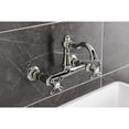 thumbnail image 2 of Kingston Brass KS3256AX Vintage Double-Handle Wall-Mount Bridge Kitchen Faucet, Polished Nickel, 2 of 7