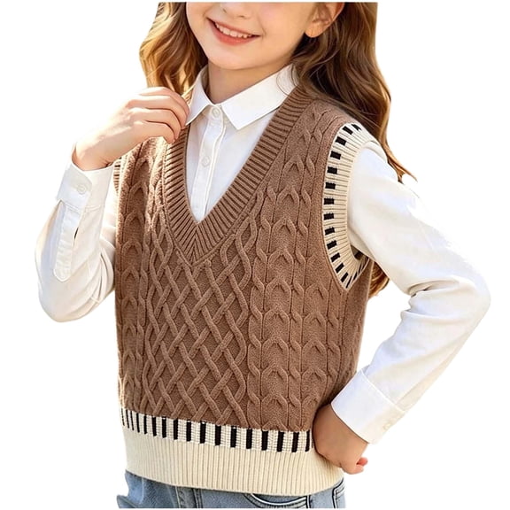 KyCheLot Sweater Vest for Boys Girls V-Neck Sleeveless Pullover Schoolwear Kids Comfy Travel Daily Clothes
