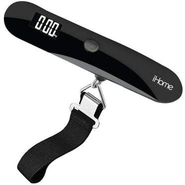 iHome Digital Luggage Scale, 110-lb Portable Scale with Travel Strap, LCD & Battery
