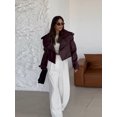 thumbnail image 2 of Chaquetas cortas de piel sintética con solapa para mujer, cárdigan liso de manga larga con bolsillos, abrigos, prendas de vestir elegantes para mujer 2024, 2 of 5