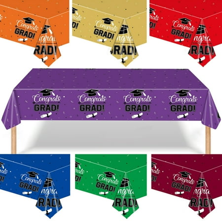 

Hesroicy 2023 Congrats Grad Rectangle Tablecloth - Featuring Graduation Elements such as Diplomas Cards and Stars - Disposable and Perfect for Graduation Season Celebrations
