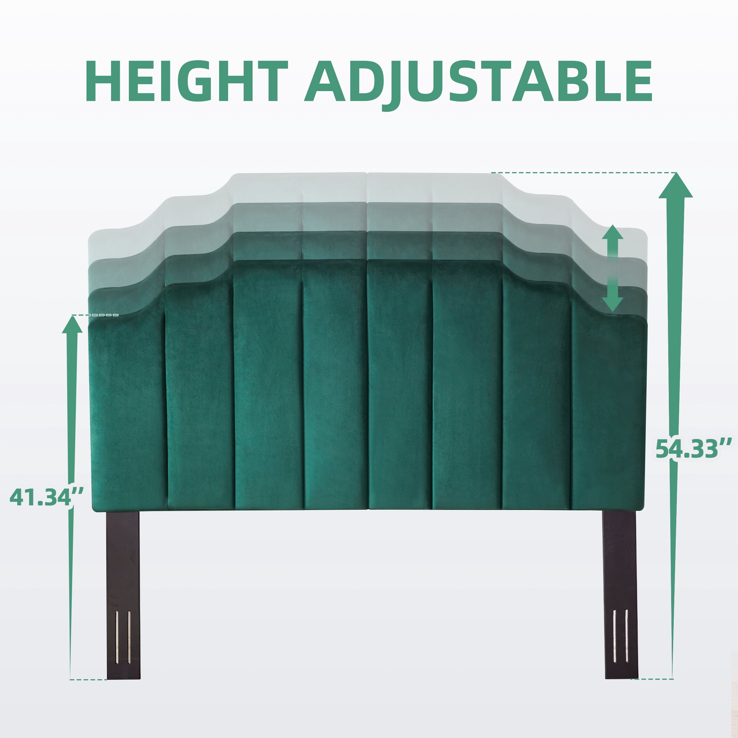 Weture Tufted Velvet Upholstered Sleigh Headboard, Queen, Dark Green
