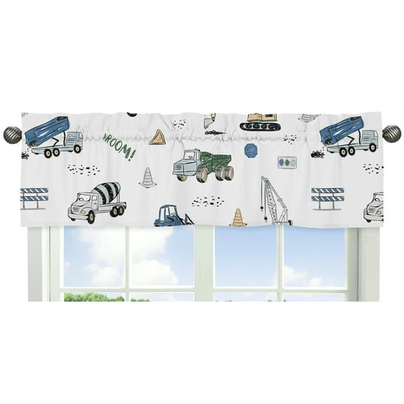 Construction Truck Green and Blue 54" Window Valance by Sweet Jojo Designs