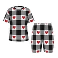 thumbnail image 1 of Balery Heart Black Buffalo Plaid Gingham Conjunto de Pijama Infantil de Manga Corta con Estampado – Ropa de Dormir de Algodón Suave-Small, 1 of 6
