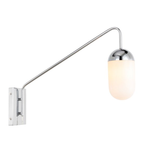 Kace 1 light Chrome and frosted white glass wall sconce