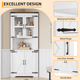 thumbnail image 5 of 67" Tall Corner Storage Cabinet with Glass Doors & Adjustable Shelves - Farmhouse Accent Cupboard with Barn Doors for Living Room, Kitchen & Dining Room, 5 of 8