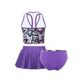 thumbnail image 2 of Jowowha 3PCS Kids Girls Tankini Digital Printed Swimsuit Swimwear Beach Wear Swim Tops with Bottoms Alphabet Purple 14, 2 of 8