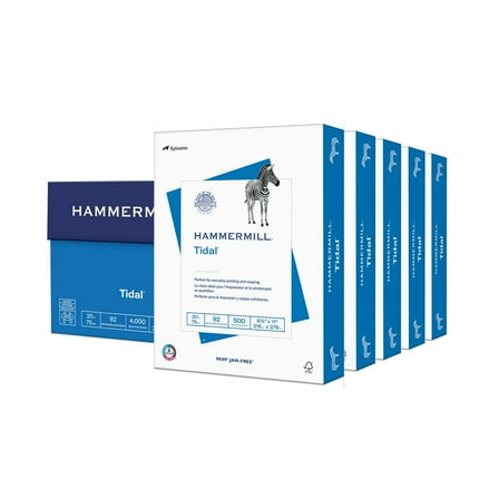 Hammermill Tidal Copy Paper, 20 lb., 8.5" x 11", 5 Reams (2,500 Sheets), White