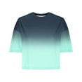 thumbnail image 5 of LbsKUS Crop Tops Women Drop Shoulder Round Neck Shirts Workout Top Tees Yoga T Shirts Casual Athletic Gradient Ombre Tshirts Loose Fit Clothes,Green,XXL, 5 of 6