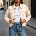 thumbnail image 5 of QIYAGBSA Jacket for Women Soft Turn Down Lapel Collar Button Down Long Sleeve Fall Winter Casual Outerwear Lightweight Warm Layer with Chest Pockets (Beige, 2XL), 5 of 9