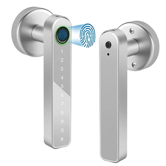 Smart Door Lock Keyless Entry Door Lock Keypad Door Lock with Handle, Fingerprint Door Lock with Tuya APP WiFi Control