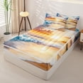 thumbnail image 2 of Manfei Golden Sunset Zipper Full Size Comforter Sets with Fitted Sheet and 2 Pillowcases,Ocean Beach Themed Zipper Bedding Set,Reversible,4pcs, 2 of 8