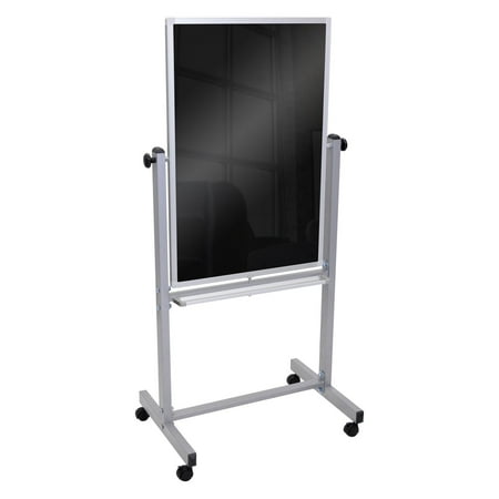 Luxor BM3040M Mobile Double Sided Black Marker Board with Magnetic Surface - Gloss Black