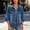 Dark Blue, variant on Denim Jacket for Women Y2K Vintage Collared Long Sleeve Cropped Button Down Jean Coats Comfort Casual Loose Fit Short Shacket Streetwear with Pockets