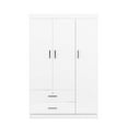 thumbnail image 4 of 3-Door Mirror Wardrobe with shelves, Closet Organizer White, 4 of 16