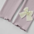 thumbnail image 6 of GigrtiJin 8 Months-7 Years Girls Baby Cotton Pants Solid Color Ribbed Elastic Waisted Pleated Cuff Long Pants with Decoration, 6 of 6