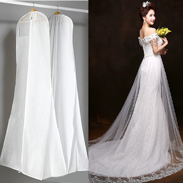 Wedding Dress Bridal Cover Bag Dry Clean Quality Protector 72"/183cm white 