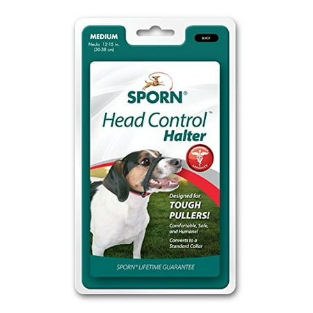Sporn Training Halter - Sporn Pet Head Halter Instantly Stops Pulling Leash No Choke Safe Medium Black