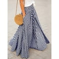 thumbnail image 4 of Sky Blue Gingham High Waist Flowing Maxi Skirt, Casual A-Line Skirt With Side Pocket, 4 of 4